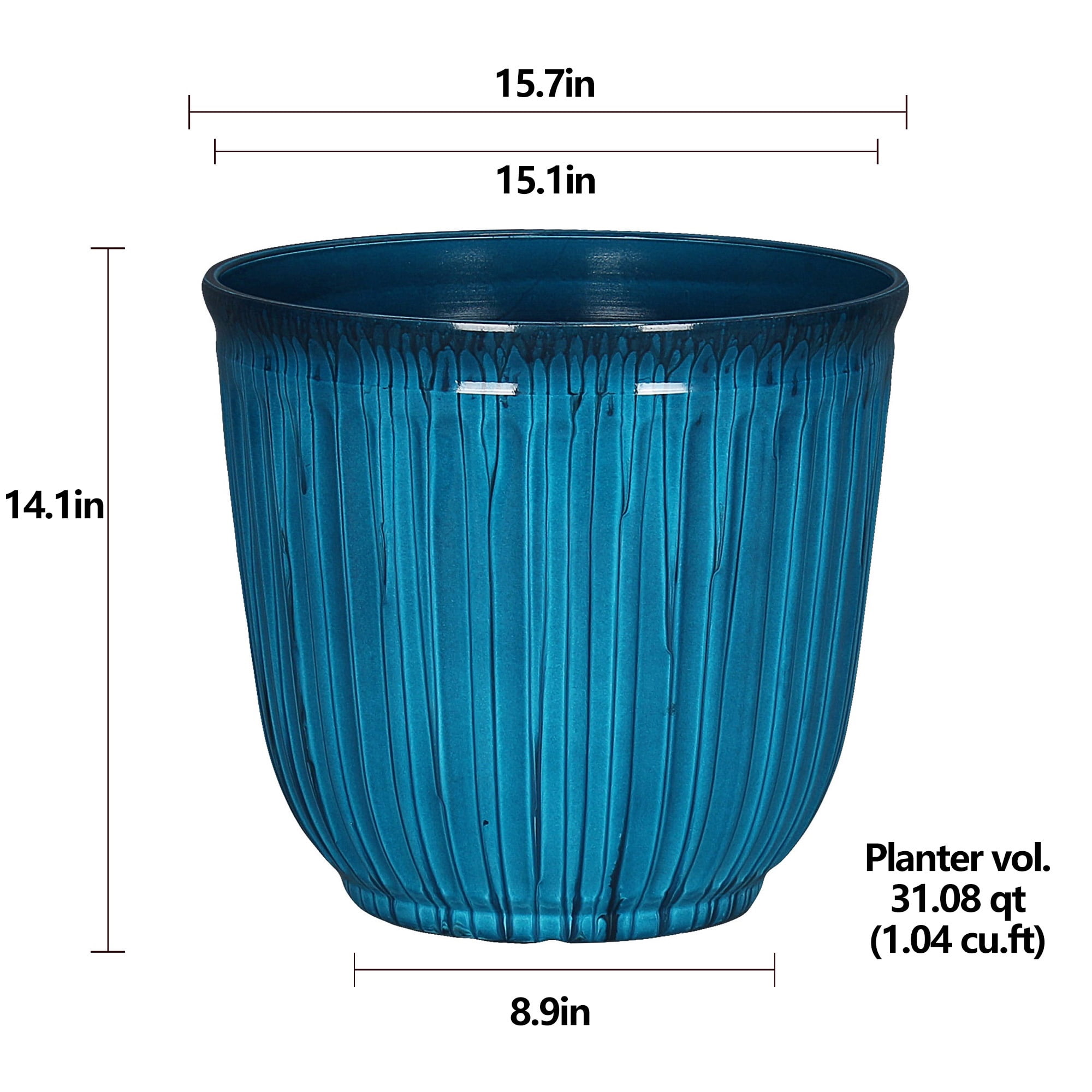 (4 pack) Better Homes & Gardens 15.7" D x 14.1" H Kamala Light Blue 100% Recycled Resin Planter