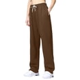thumbnail image 3 of Baqcunre Autumn And Winter Solid Color Sports Pants Casual Loose Drawstring Pockets Wide Straight Pants Pants For Women Casual Pants For Women Sweatpants Women,Women'S Pants,Color Brown,Size M, 3 of 9