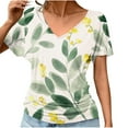 thumbnail image 2 of Liquidation d'Économies! Hauts Grande Taille pour Femmes BEFOKA en Liquidation, Blouse Décontractée d'Été pour Femmes, Blouse Décontractée à Manches Courtes Imprimée Col en V à Fleurs, T-shirt Froncé Décontracté Féminin, 2 of 5