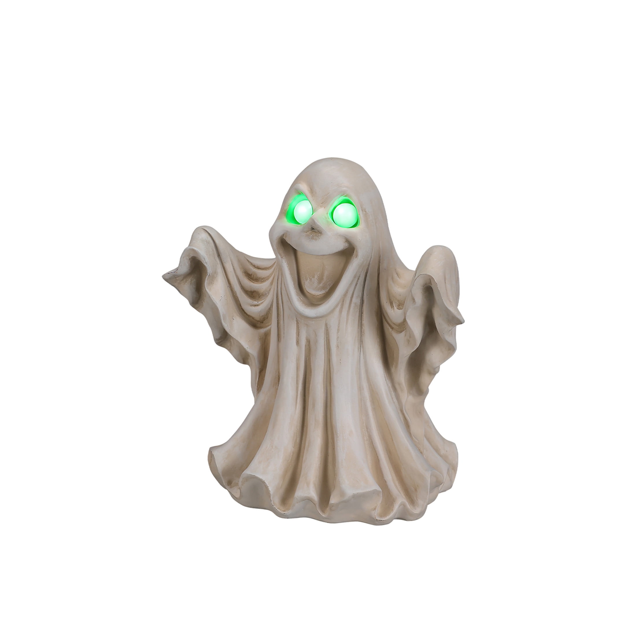 Noble House Halloween LED Light-Up Ghost Figurine with Glowing Eyes, Spooky Decorative Statue, White