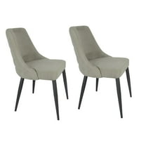Glom 21 Inch Dining Chair Set of 2 Off White Upholstery Tufted Backrest - Saltoro Sherpi
