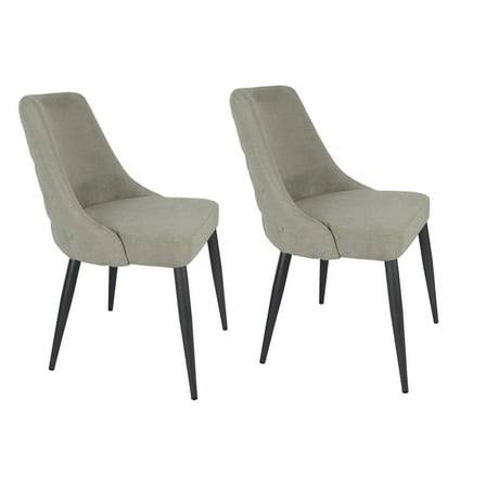 Glom 21 Inch Dining Chair Set of 2 Off White Upholstery Tufted Backrest - Saltoro Sherpi