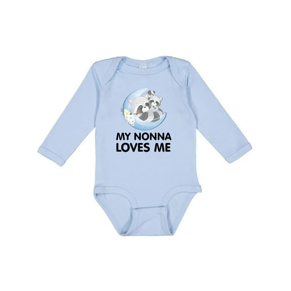 Inktastic Raccoon My Nonna Loves Me Boys or Girls Long Sleeve Baby Bodysuit