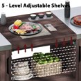 thumbnail image 2 of BIGWOO Outdoor Solid Wood Rolling Grill Cart for Big Green Egg Grills with Stainless Steel Table Top, 66.5" Dark Brown, 2 of 10