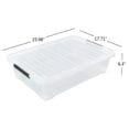 thumbnail image 3 of Plastic Underbed Storage Box, 40 Quart Clear Shallow Box with Wheels Set of 3, 3 of 7