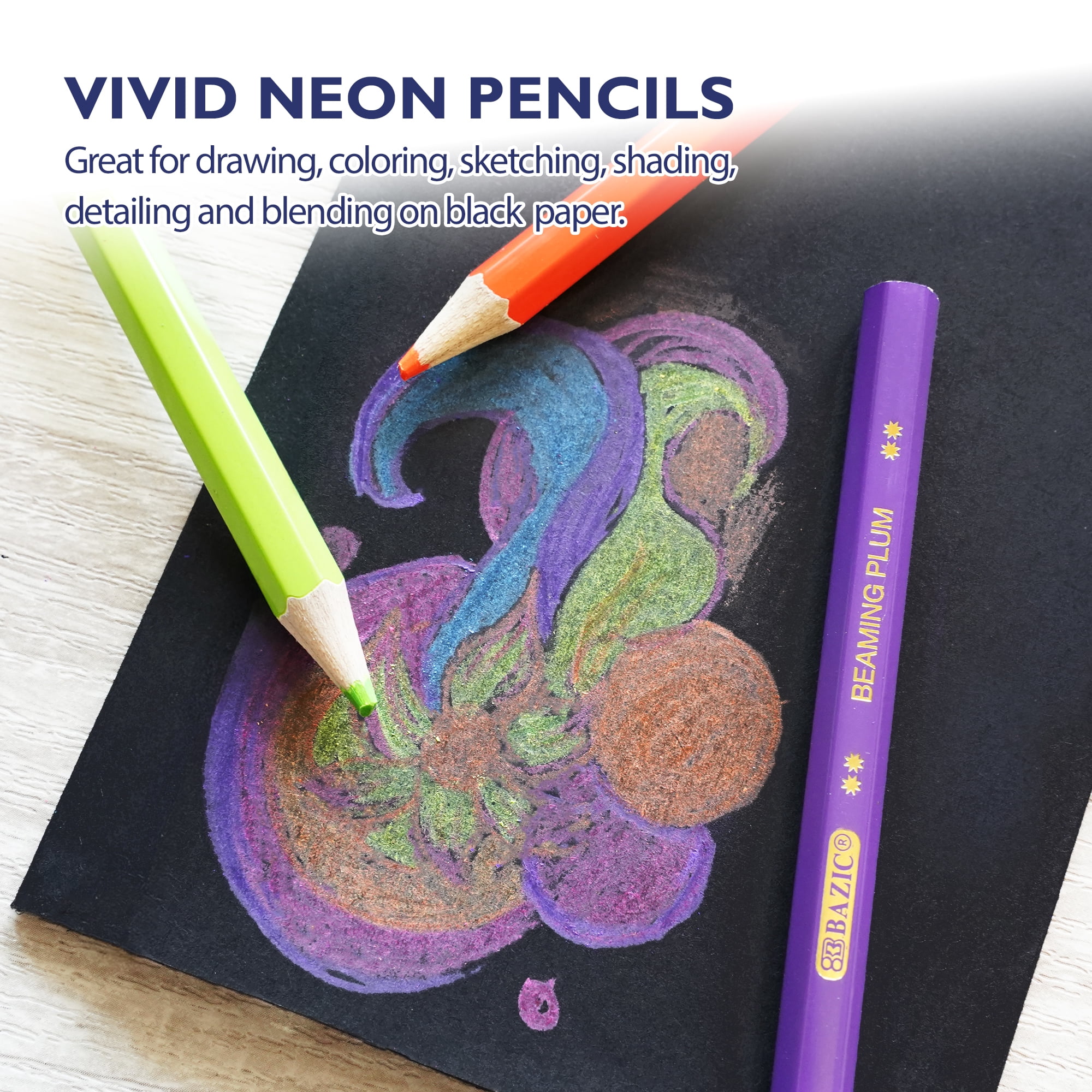 BAZIC 8 Neon Colored Pencils, Pencil Set for Art Drawing, (8/Pack), 24-Pack