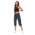 thumbnail image 4 of Women's Cargo Capris Pants High Waist Waterproof Hiking Casual Travel Summer Pants for Women with 6 Pockets, 4 of 6