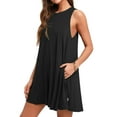 thumbnail image 3 of MLANM Women Summer Casual Swing T Shirt Dresses Beach Cover Up Loose Dress with Pockets, L Black, 3 of 8
