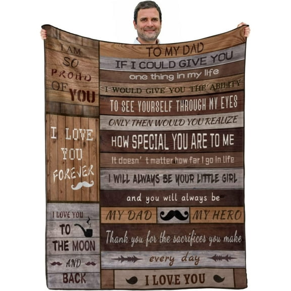 Throw Blanket Gifts for Dad from Daughter Son Soft Fleece Blanket Birthday Gift Father Gift Ideas Luxury Blankets for Bed Sofa and Travel 50"x60"