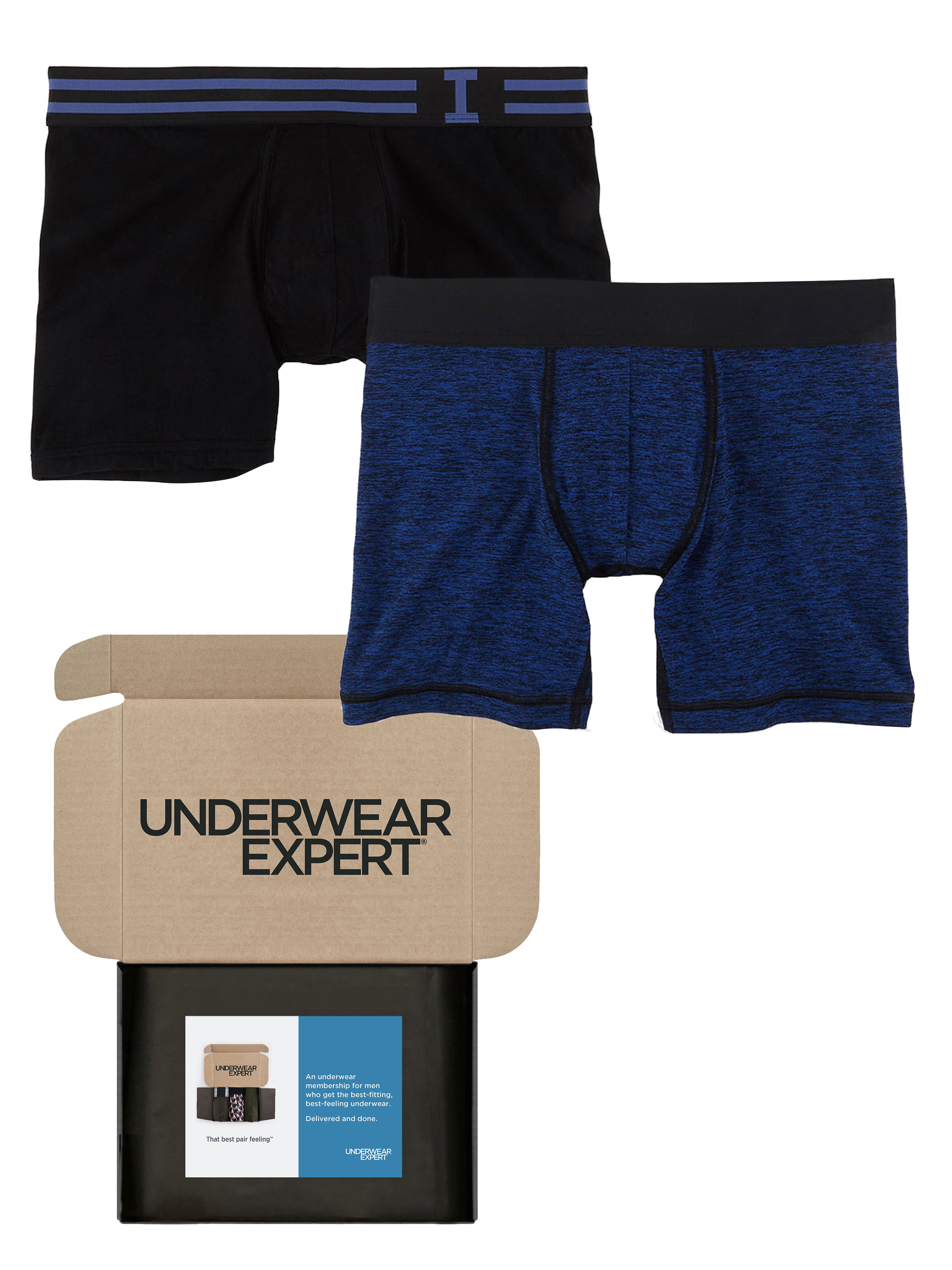 Underwear Expert Men's Boxer Briefs Curated Mystery Box, 2 Pairs 