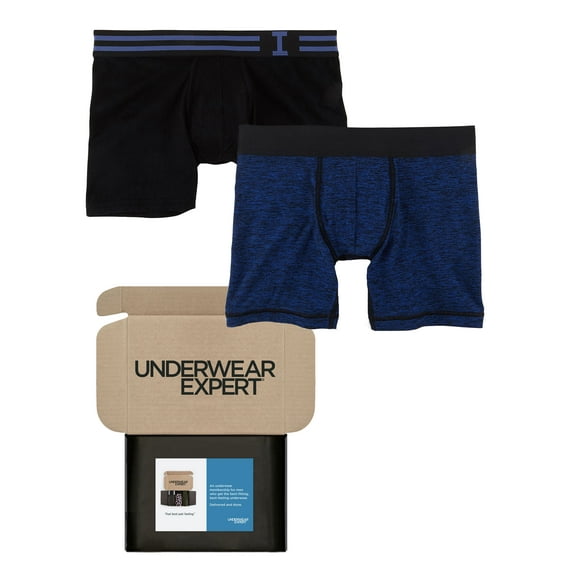 Underwear Expert Men's Boxer Briefs Curated Mystery Box, 2 Pairs