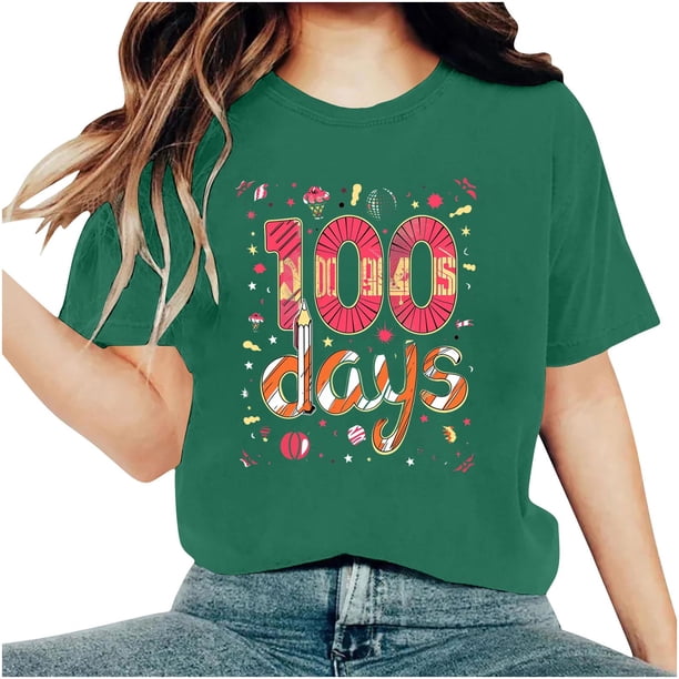 Camisetas de Cuello de Tripulación de Manga Corta para Mujeres Carta Impresa Camiseta 95% Poliéster 5% Spandex, Manga Corta Cuello Redondo Top Casual para Diario