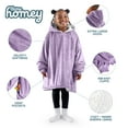 thumbnail image 4 of Bare Homey Plush Sherpa Wearable Blanket - Fluffy & Soft - Lightweight - Kids, Lavender, 4 of 9