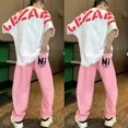thumbnail image 3 of Pantalones deportivos Jogger Camisetas con alfabeto Pantalones Trajes para hombres Correr Jogging Pantalones de algodón para hombre Conjuntos de dos piezas Estilo coreano 2024, 3 of 5