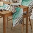 thumbnail image 2 of Table Runner Dresser Scarves 72 Inch Long, Modern Teal Green and Brown Gradient Linen Dining Table Runners Geometric Abstract Sea Beach Tabletop Scarf for Wedding Holiday Party Kitchen, 2 of 7