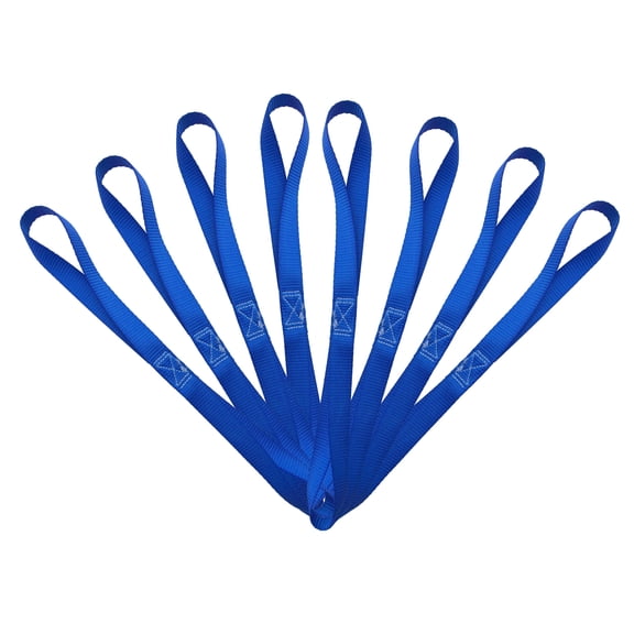 Mega Cargo Control 1" Blue Soft Tie Loops, 8 Pack UTV Offroad & Motorcycle Handlebar Tie Downs - 2400 LBS Break Strength