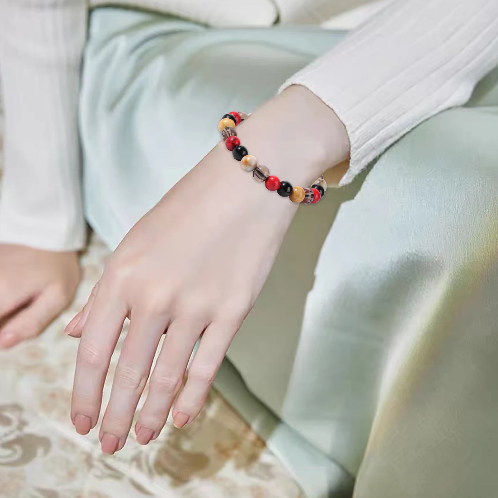EOND Bracelets for Women Natural Stone Beads Woven Bracelet Charm Wrist Bangle Girls Accessories Holiday Gifts