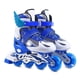 thumbnail image 4 of Patines en línea para niños, tamaño ajustable, divertidos, iluminados, resistentes a los impactos, con ruedas iluminadas, color azul y blanco, 4 of 14
