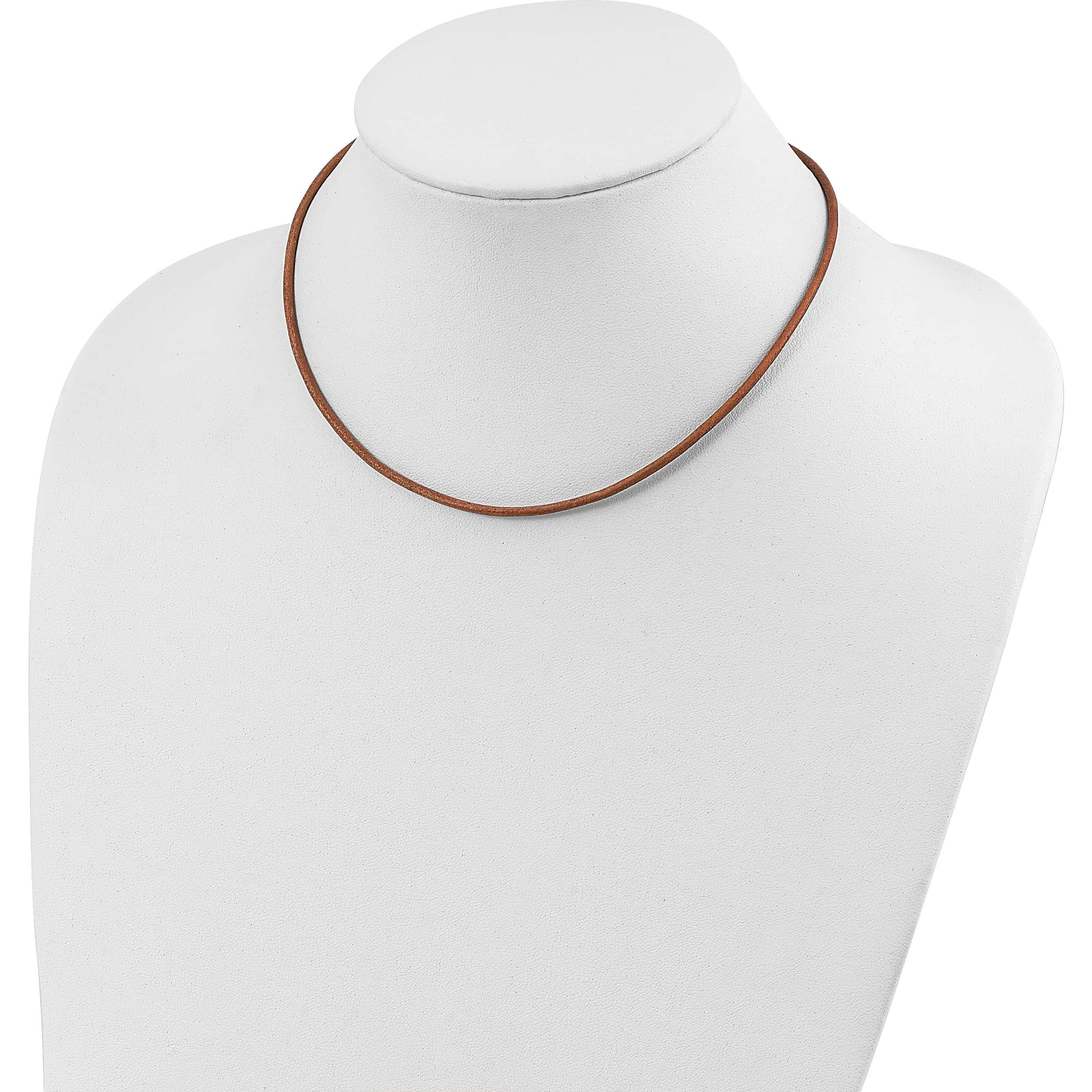 Sterling Silver 16Inch 2mm Natural Leather Cord Necklace (16 X 2) Made In United States qg1308-16