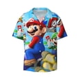 thumbnail image 2 of Lsque Mario print Men's Cuban Collar Short Sleeve Shirt Summer Beachwear Casual Button Down Fashionable Vacation Leisure Shirt-XX-Large, 2 of 7