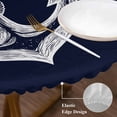 thumbnail image 4 of Coastal Anchor Round Fitted Table Cover Nautical Knot Dark Blue Waterproof Table Cloth with Elastic Edge Wipeable Tablecloth for Picnic Camping Party Fits 45"-54" Diameter, 4 of 8