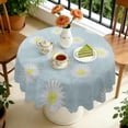 thumbnail image 4 of Round Tablecloth Wrinkle Free 60 Inch Table Cover Daisy Design Kitchen Dining, 4 of 5