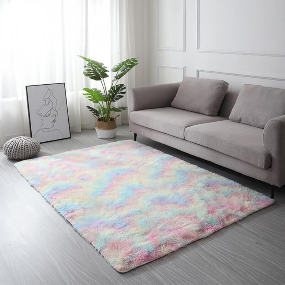 Blush Pink Cosy Shaggy Rugs Thick Non Shed Fluffy Ombre Living Room Rug Runners