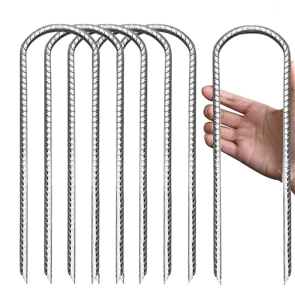 Yihuala 3Pcs Galvanised Steel Ground Anchors Stakes L/Ushape Trampolines Rebars Stakes Tent Nails Garden Stake Camping Tent Peg