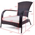 thumbnail image 3 of Gymax Osier Rotin Terrasse Terrasse Terrasse Adirondack Chaise Siège Coussin Mélanger Brun Extérieur, 3 of 10