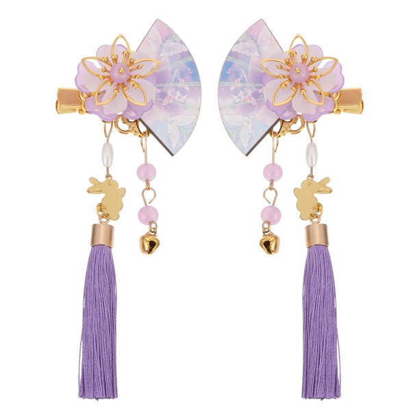 2 unids Forma de ventilador Peluquería Tassel Horquillero Mujer CLIP CLÍN PELIGHT HORAPINA DE ESTILO JAPONIO