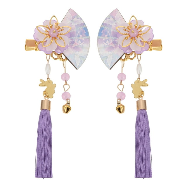 Barrettes Japonaises en Bois en Forme d'Éventail Lot de 2 4.7X2.2X1.2In