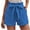 Blue, variant on lulshou Shorts for Women, Women's Fashion Solid Color Elastic Waist Casual Wide Leg Loose High Waist Lace-up Short Pants Summer Shorts