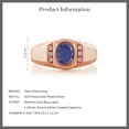 thumbnail image 6 of Gem Stone King 1.46 Ct Blue Lapis White Created Sapphire 18K Rose Gold Plated Silver Dad Father's Day Gift Men's Ring, 6 of 6
