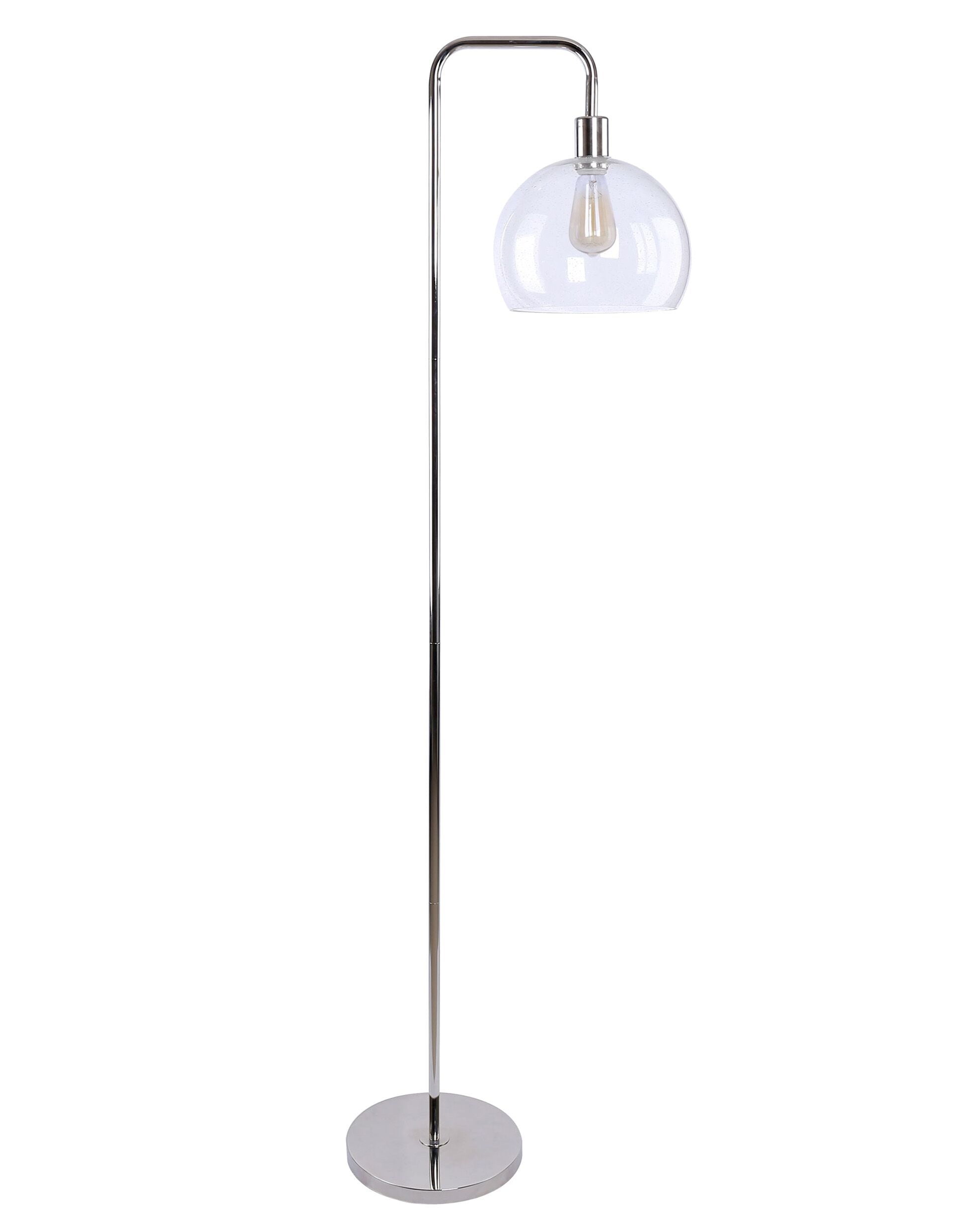61.5" Polished Nickel Floor Lamp w/ Slimline Arched Design and Clear