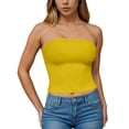 thumbnail image 2 of idosla Womens Tube Top Summer Going Out Tops Strapless Y2K Bandeau Spring Fitted Shirts Beach Vacation Clothes (Yellow, S), 2 of 6
