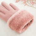 thumbnail image 6 of Women Suede Faux Fur Fleece Lined Soft Gloves Touch Screen Winter Thermal Cuff Mitten, 6 of 6