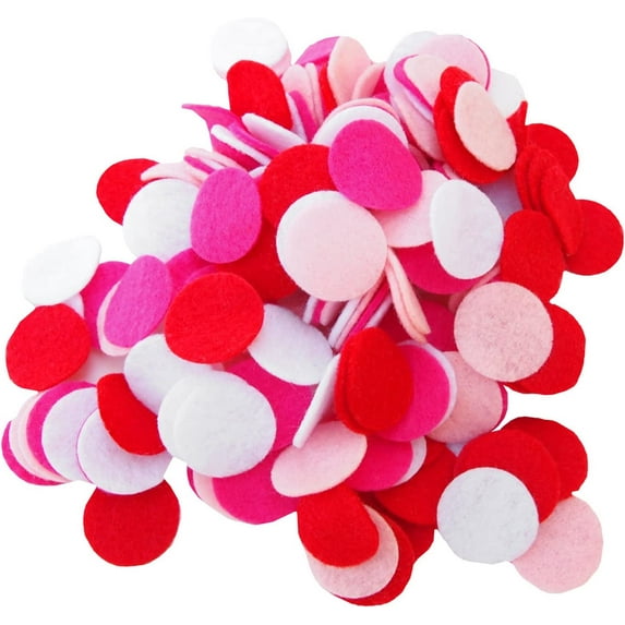 Playfully Ever After Pink, Light Pink, Red & White Craft Felt Circles (4 Inch - 15pc)