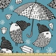 thumbnail image 1 of Hipster Upholstery Fabric by the Yard, Abstract Ornamental Style Birds Pattern Umbrellas Diamonds and Snowflakes Images, Decorative Fabric for DIY and Home Accents, Multicolor by Ambesonne, 1 of 5