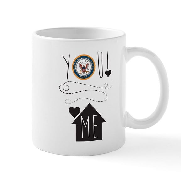CafePress - Navy You Love Me Mug - 11 oz Ceramic Mug - Novelty Coffee Tea Cup