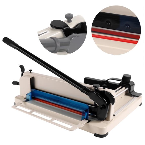 Muweixin 12in High Speed Steel Paper Cutter, White A4 Guillotine with 400-Sheet Capacity, Anti-Rust Blade Stack Cutter for Paper, Card, Leather and More