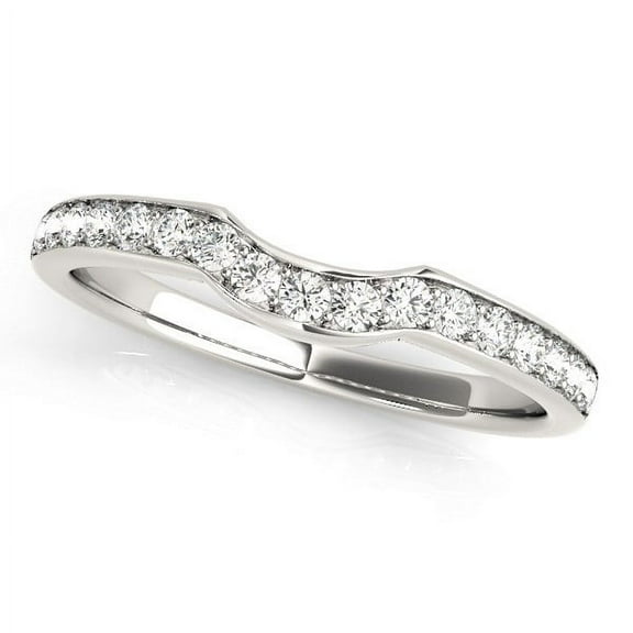 14k White Gold Curved Style Diamond Wedding Ring (1/4 cttw) Size 3