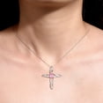 thumbnail image 3 of RYLOS Necklace White Gold 14K Cross Necklace with Gemstone &  Diamonds Pendant with 18" Chain 7X5MM Pink Ice October Birthstone Womens Jewelry Gold Necklace, 3 of 7