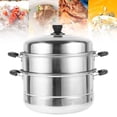 thumbnail image 4 of Multi Tier Food Steamer Cooker Pan Soup Stock Pot Set 3 Tier 2 Tier Food Steamer PanStainless Steel Kitchen Cookware Slow Cooker, 4 of 10