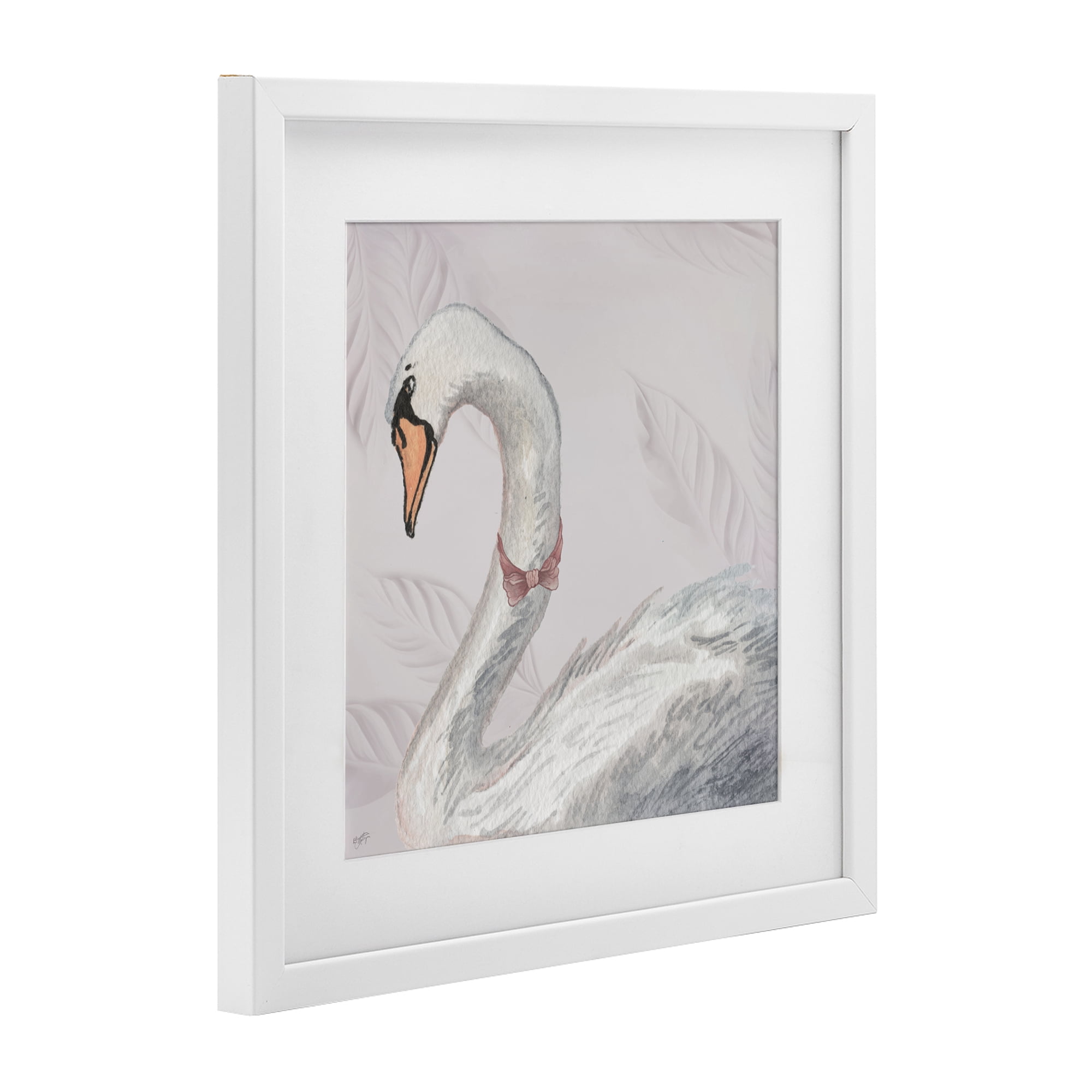 Stupell Industries Soft Classic Swan & Bow White Framed Print Under Glass, design by Elizabeth Medley
