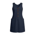 thumbnail image 2 of TaTaai Women's Spring Summer Solid Dress Round Neck Sleeveless Loose Fit Casual Tank Mini Dress for Daily Beach Home Vacation Wear Gift, 2 of 8