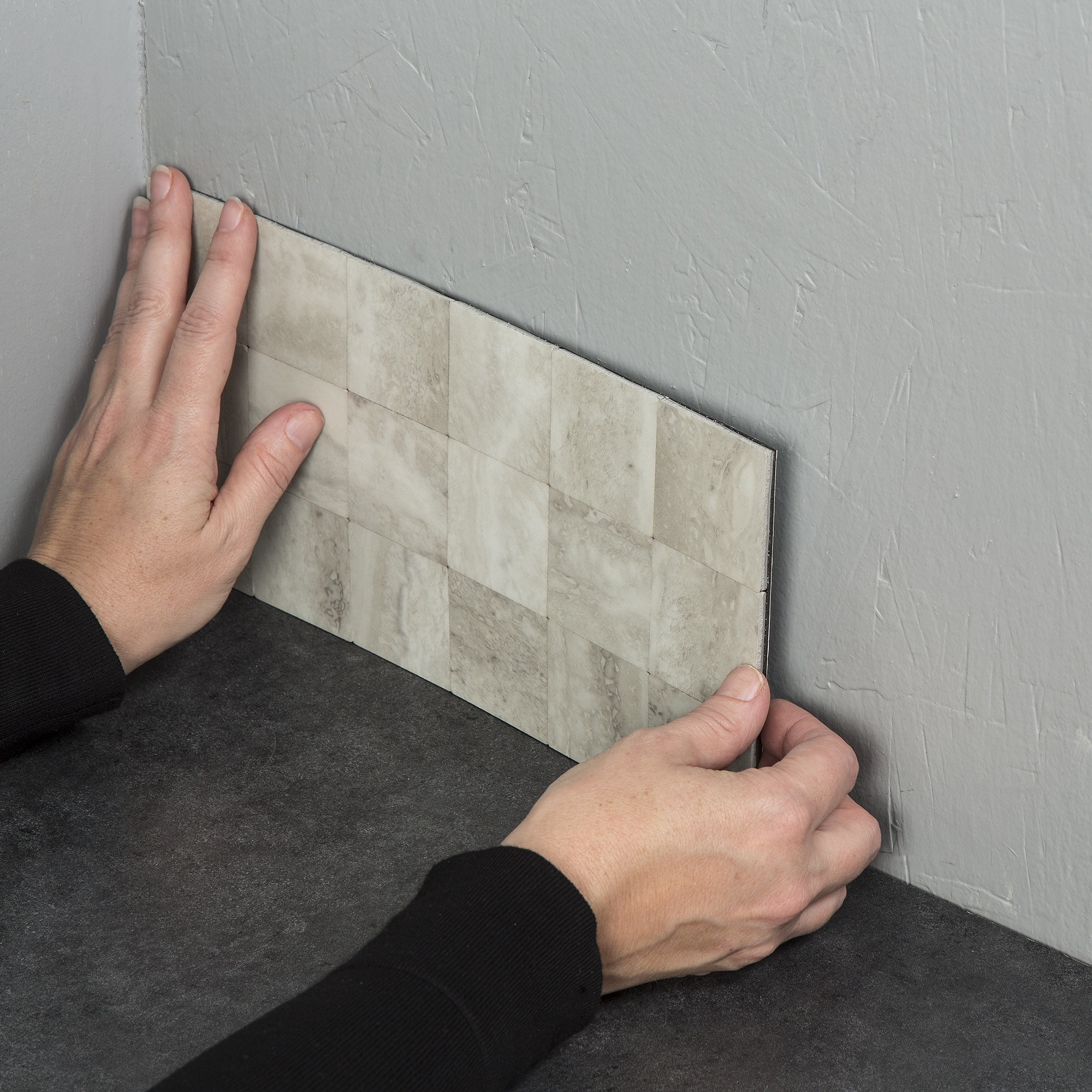 Aspect Collage 12in x 6in Peel and Stick Backsplash in Bone Porcelain (2pc per pack/5-Pack)