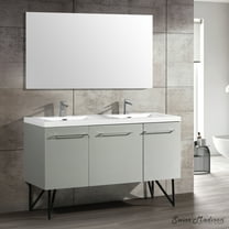 Annecy 60" Freestanding Bathroom Vanity in Gray with Sink Top