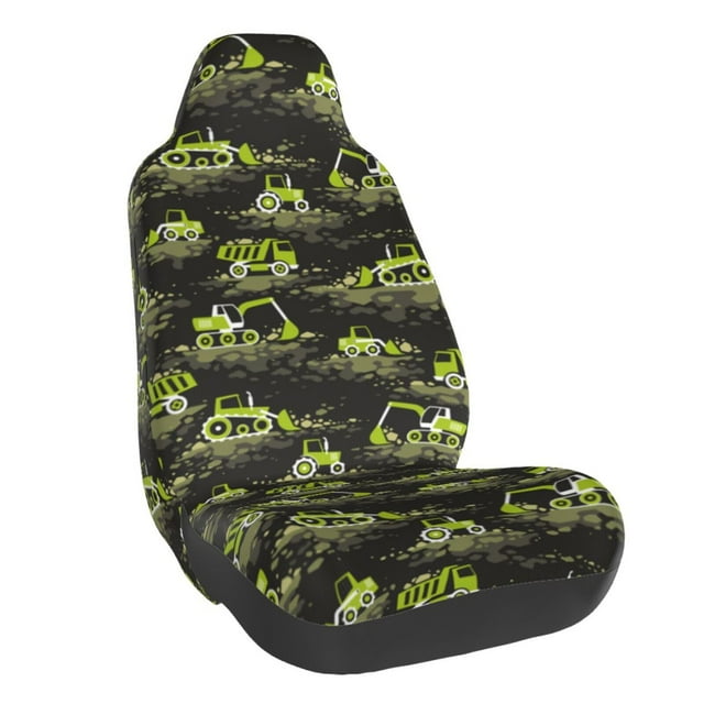 Wukai Light Green Excavator Full Set Car Seat Covers with Soft Padding Universal Auto Front Seats Protector and Cushion Mat
