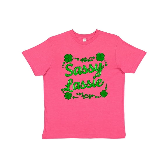 Inktastic Sassy Lassy with Green 4 Leaf Clovers Youth T-Shirt