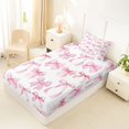 thumbnail image 5 of spefrowx Watercolor Pink Bow Twin Sheets for Girls, Gingham Polka Dot Ribbon Bedding, 3 Pieces, 1 Flat Sheet, 1 Fitted Sheet and 1 Pillowcase, 5 of 6